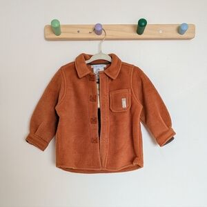 VINTAGE - 12-18M Fleece Button-Up Jacket in Rust Orange